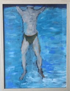 Onder water, 42 bij 33 cm,  ingelijst