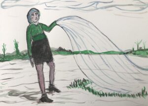 Vrouw, sproeiend